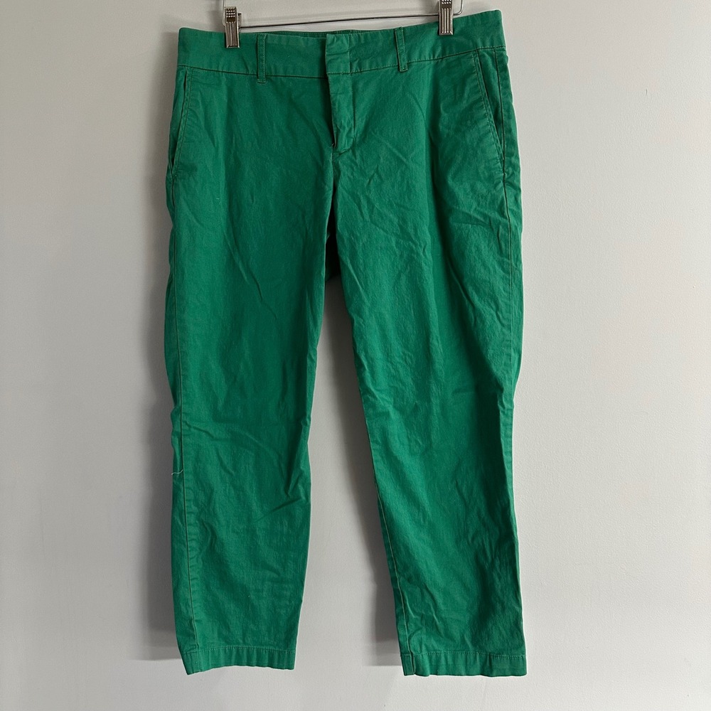 KUT from the Kloth Crop Trouser Womens 8 Green Good‎ Stretch Cotton Chino Pants